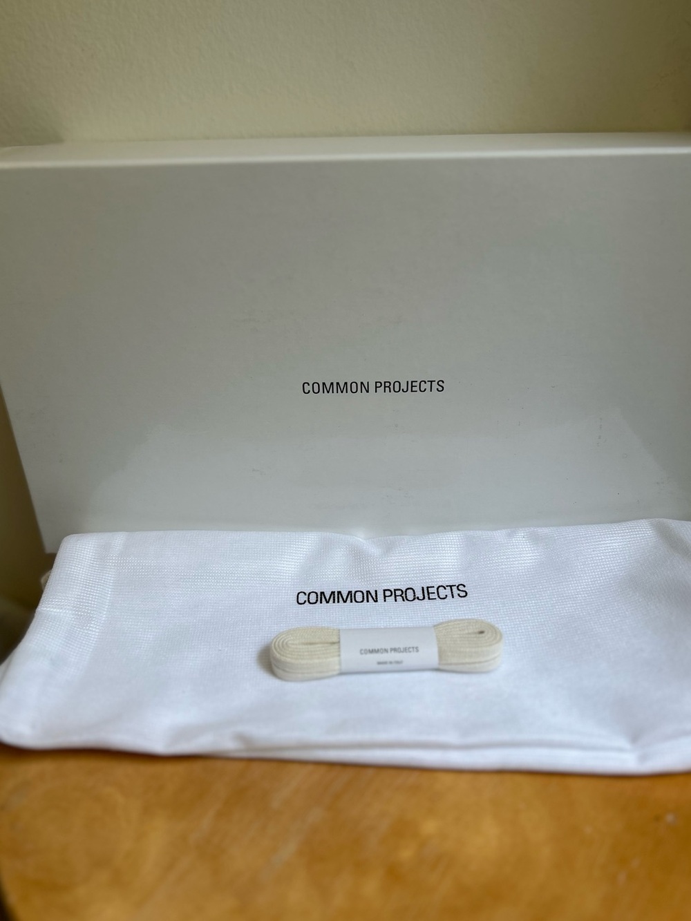 New! Common Projects Cream Replacement Shoelaces with Branded Dust Bag